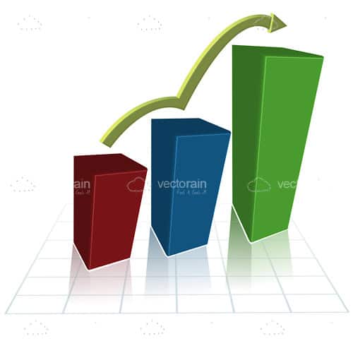 3D Growth Chart with Green Bouncing Arrow!
